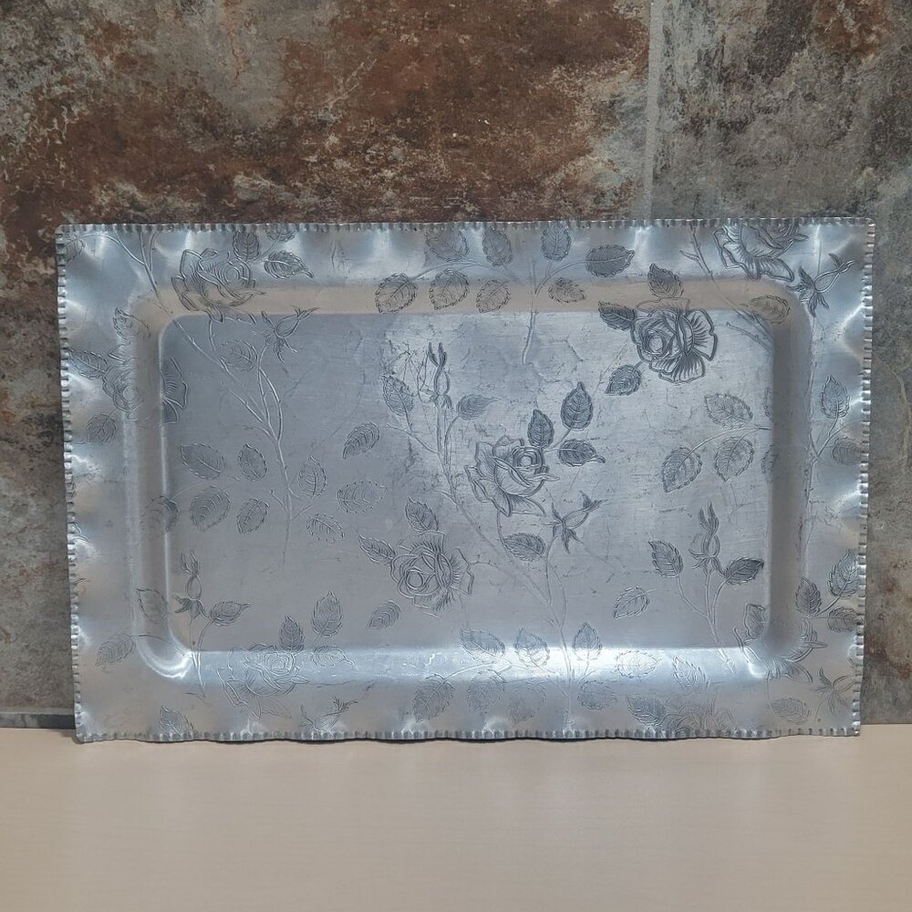 Vintage Federal Silver Co Florette Design Aluminum Serving Tray